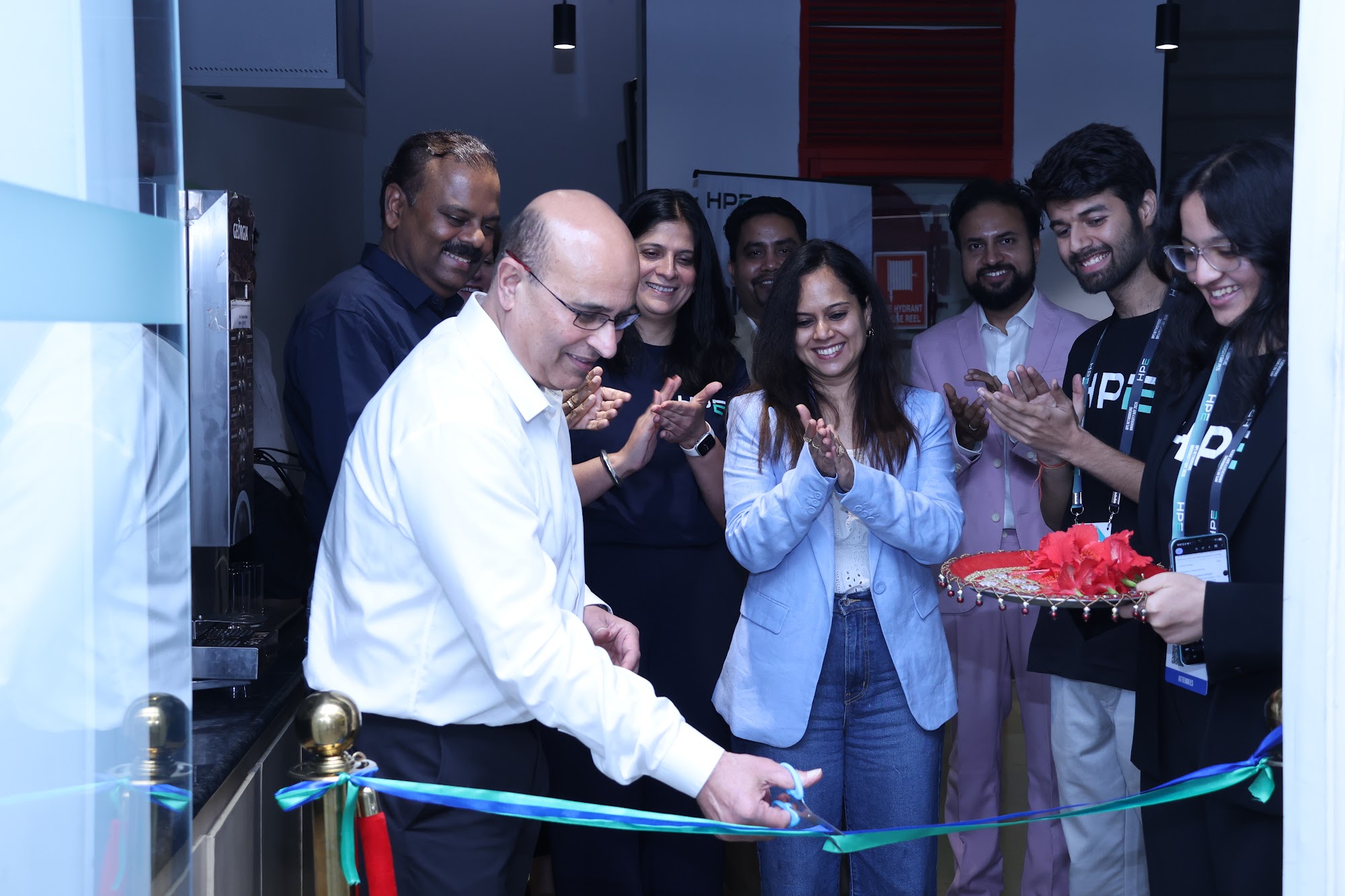 Ribbon-cutting to mark the UPES-ECS showcase with Team HPE at UPES.